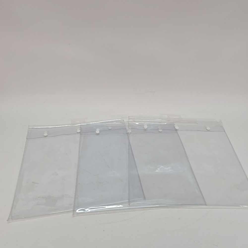 3 PCS. CLEAR PLASTIC STORAGE BAGS SNAP CLOSURE HANGING TAB 13"x13" HEAVY DUTY
